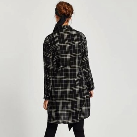 Zara Belted Checked Blouse - Picture 3 of 4